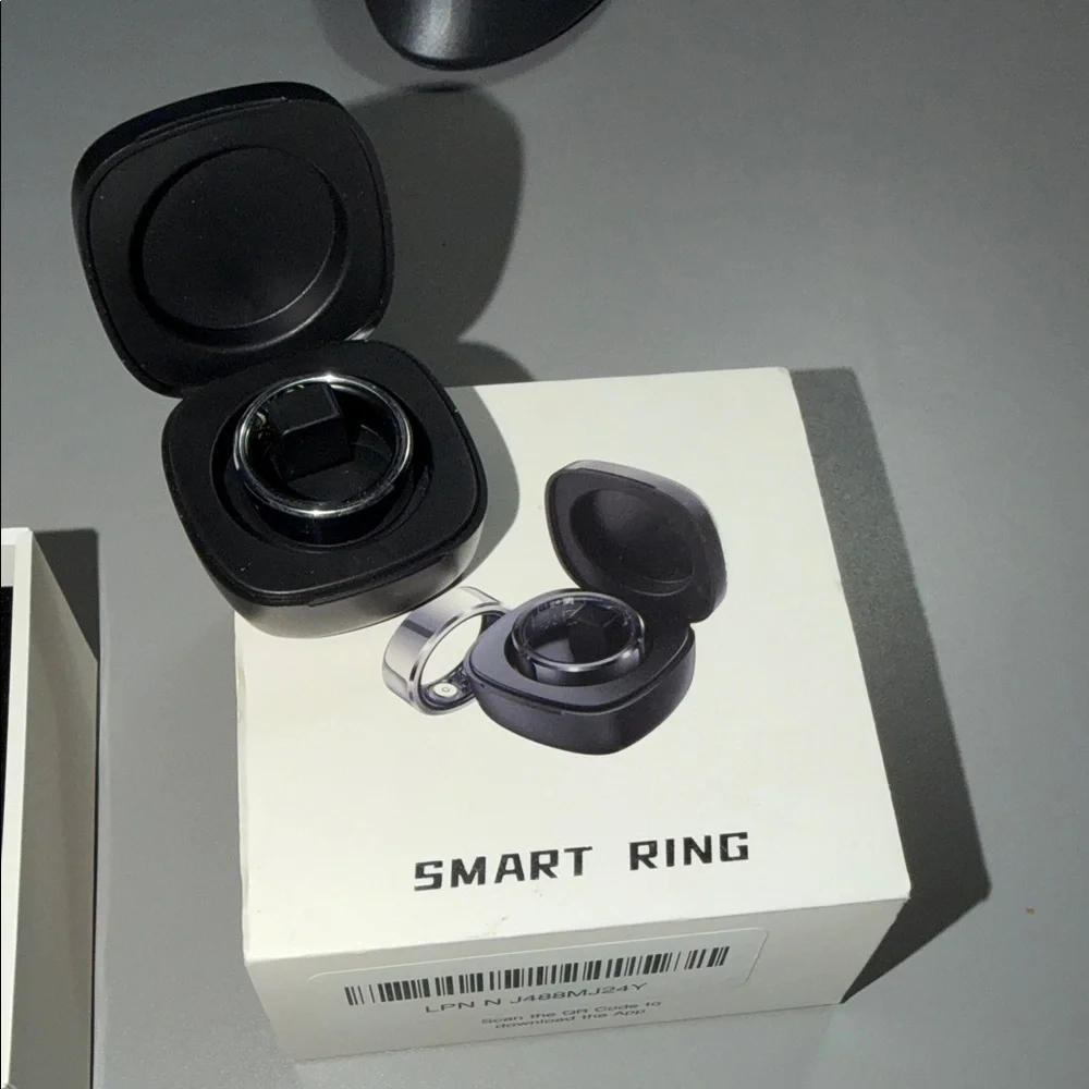 (002) Smart Ring with Black and Silver Design (sz.#9)